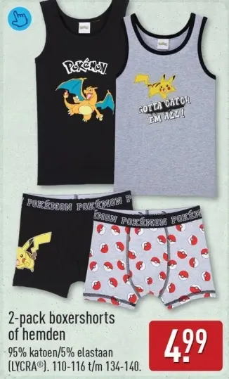 Aanbieding: Pokémon 2-pack boxershorts of hemden