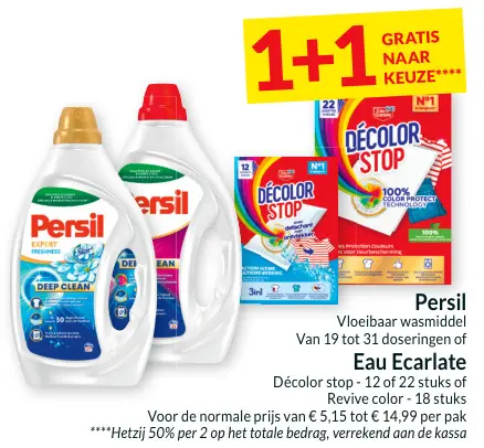 Promotie: Persil Vloeibaar wasmiddel of Eau Ecarlate Dé