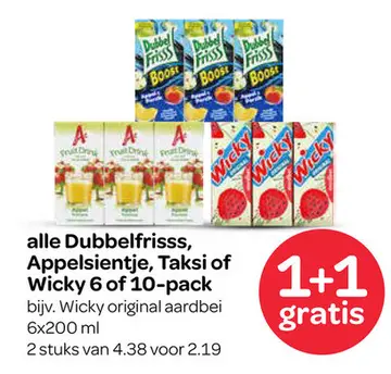 Aanbieding: Dubbelfrisss, Appelsientje, Taksi of Wicky