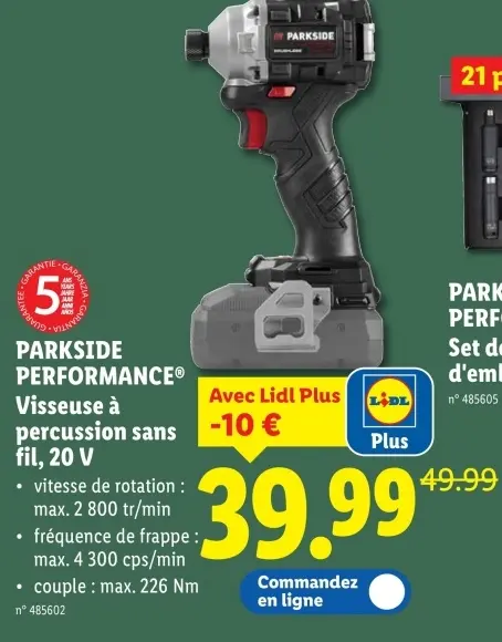 Offre: Visseuse à percussion sans fil, 20 V