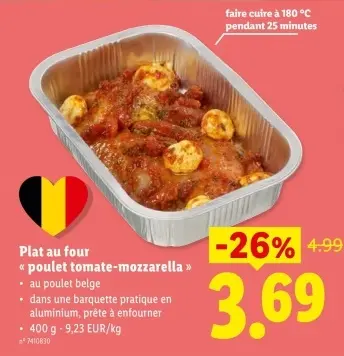 Offre: Plat au four « poulet tomate-mozzarella »