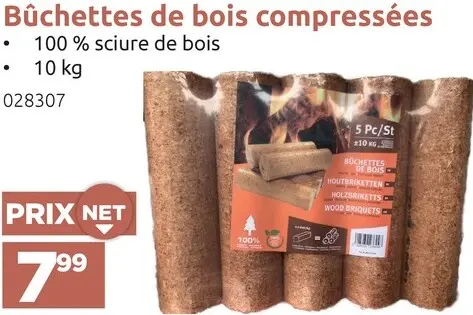 Offre: Bûchettes de bois compressées