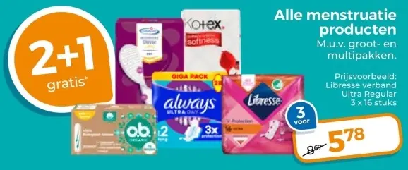 Aanbieding: Alle menstruatie producten