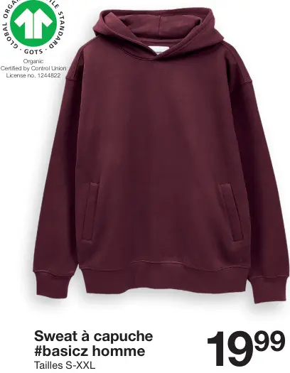 Offre: Sweat à capuche #basicz homme