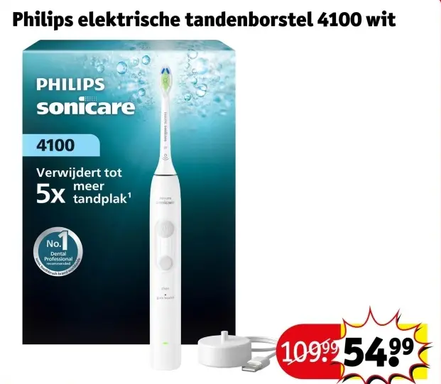 Aanbieding: Philips elektrische tandenborstel 4100 wit