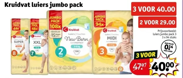 Aanbieding: Kruidvat luiers jumbo pack
