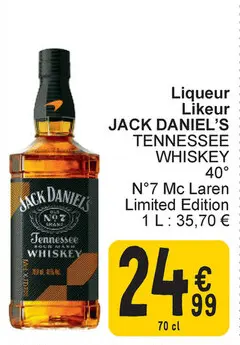 Offre: JACK DANIEL'S TENNESSEE WHISKEY N°7 Mc Laren 