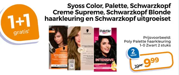 Aanbieding: Syoss Color, Palette, Schwarzkopf Creme Supreme, Schwarzkopf Blone haarkleuring en Schwarzkopf uitgroeiset