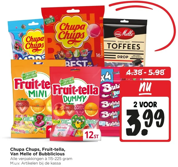 Aanbieding: Chupa Chups, Fruit-tella, Van Melle of Bubblicious