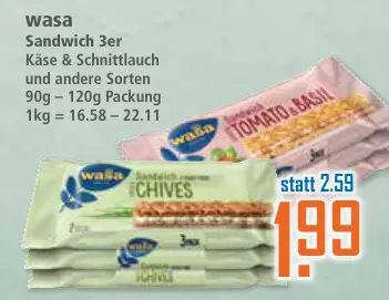 Aanbieding: Sandwich 3er Käse & Schnittlauch und andere S