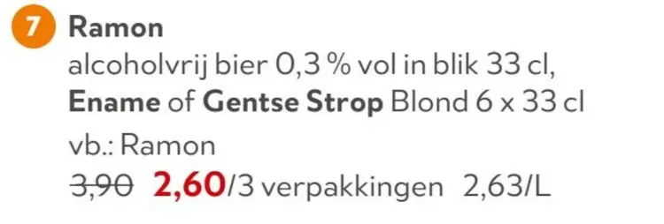 Promotie: Ramon, Ename & Gentse Strop Ramon alcoholvrij bier 0,3 % vol in blik, Ename of Gentse Strop Blond
