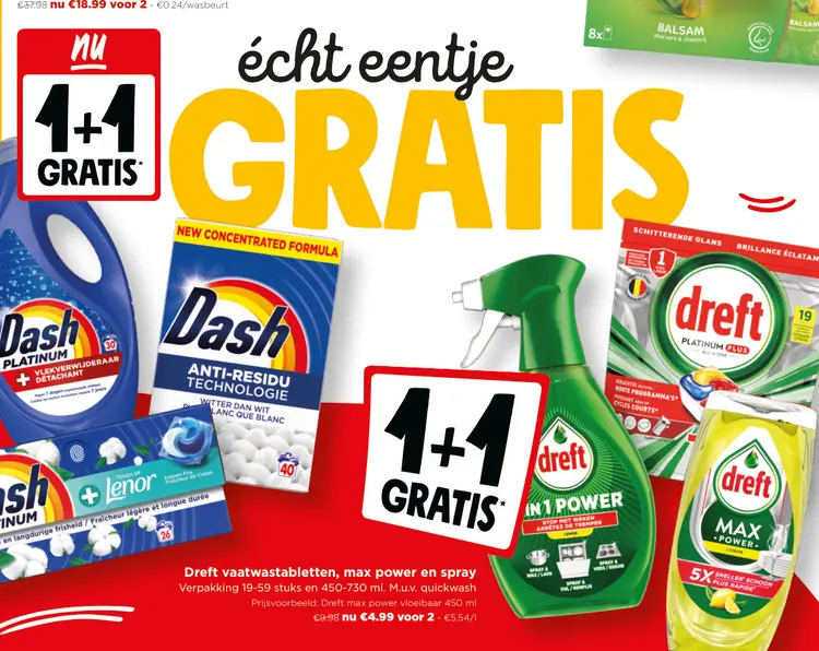 Promotie: Dreft vaatwastabletten, max power en spray