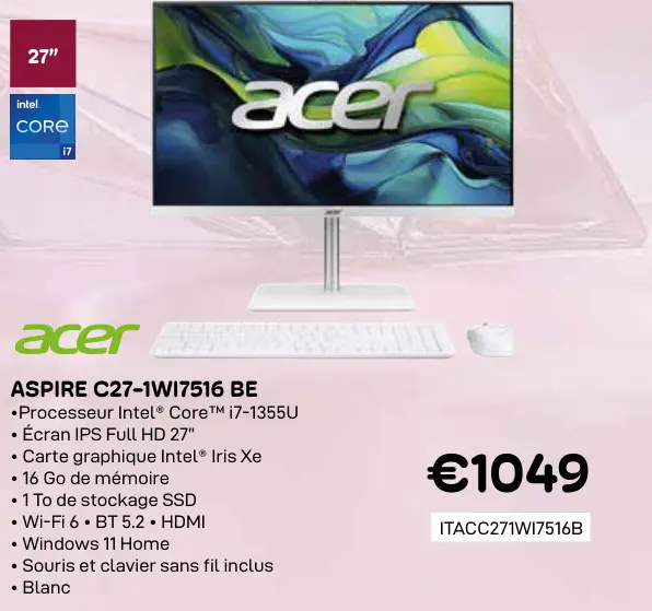 Offre: Aspire c27-1w17516 be