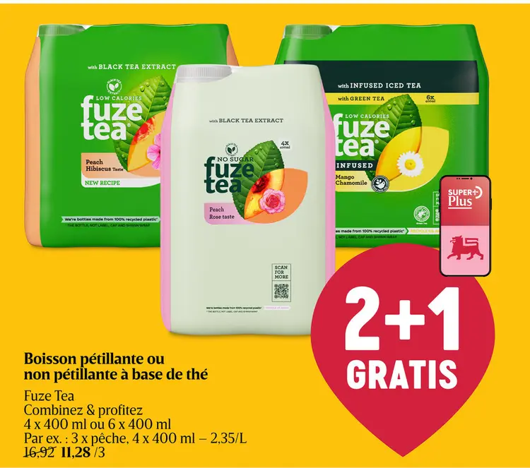 Offre: Boisson pétillante ou non pétillante à base de thé