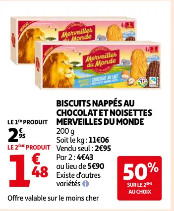 Offre: Biscuits nappés au chocolat et noisettes