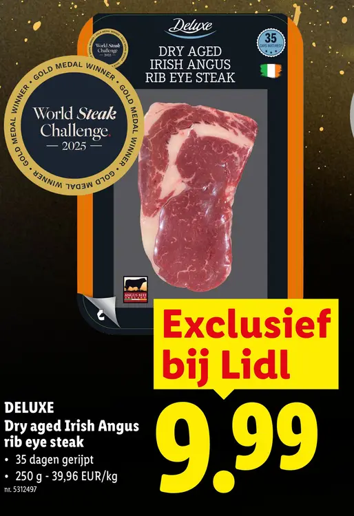 Promotie: Dry aged Irish Angus rib eye steak