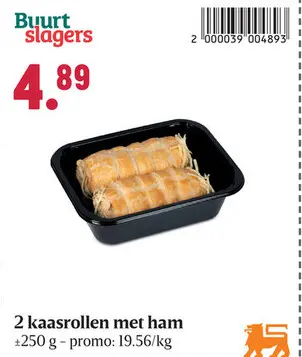 Aanbieding: 2 kaasrollen met ham