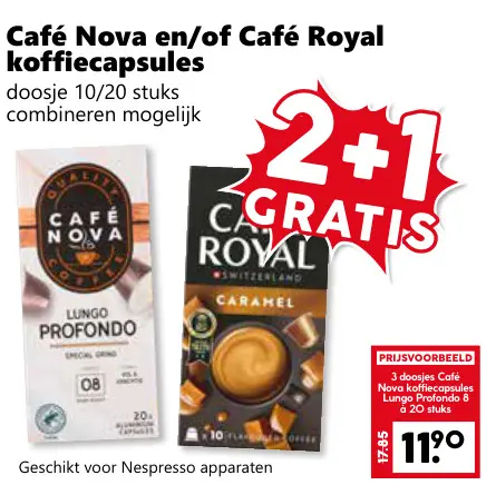 Aanbieding: Café Nova en/of Café Royal koffiecapsules
