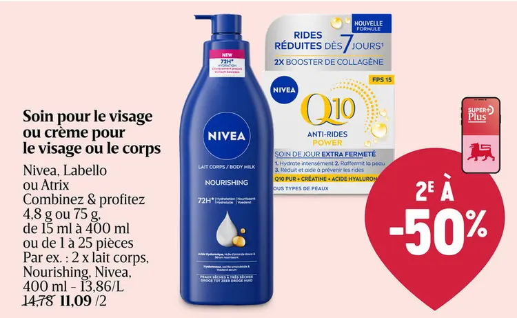 Offre: Soin pour le visage ou crème pour le visage ou le corps