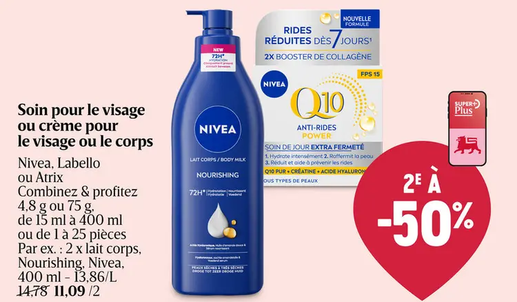 Offre: Soin pour le visage ou crème pour le visage ou le corps