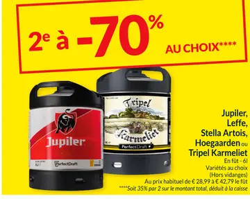 Offre: Jupiler, Leffe, Stella Artois, Hoegaarden ou Tripel Karmeliet