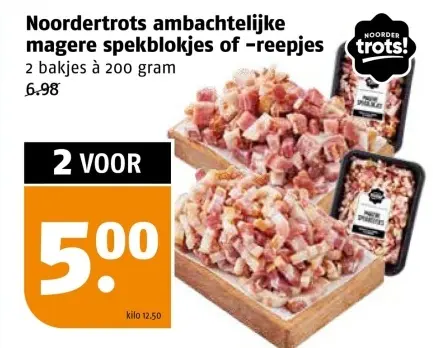 Aanbieding: ambachtelijke magere spekblokjes of -reepjes