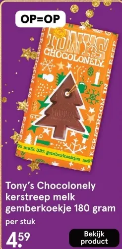 Aanbieding: Tony's Chocolonely kerstreep melk gemberkoekje