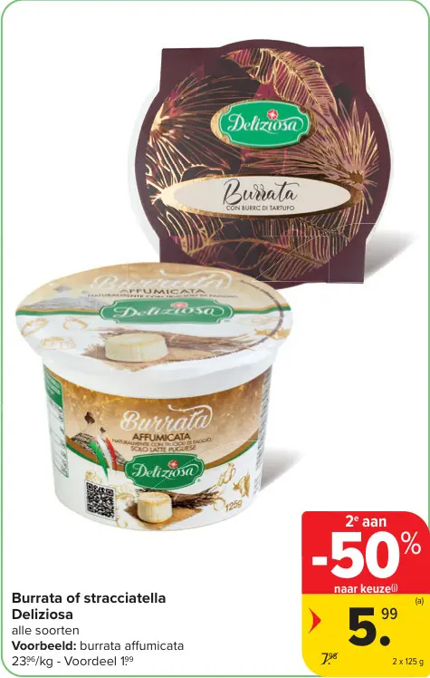 Promotie: Deliziosa Burrata of stracciatella