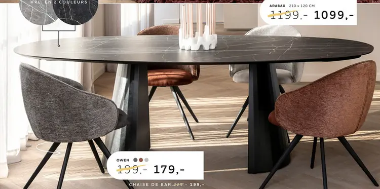 Offre: Arabax, table - ellipse - 210 x 120 cm - Gris clair