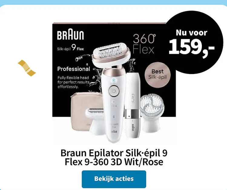 Aanbieding: Epilator Silk-épil 9 Flex 9-360 3D Wit/Rose
