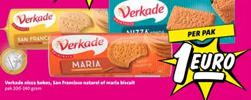 Aanbieding: Verkade nizza kokos, San Francisco naturel of maria biscuit