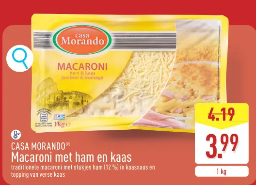 Promotie: Macaroni met ham en kaas