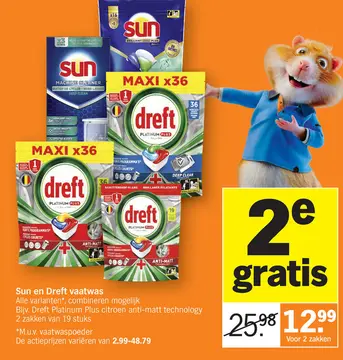 Aanbieding: Sun en Dreft vaatwas