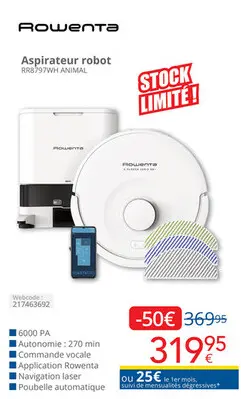 Offre: Aspirateur robot RR8797WH ANIMAL