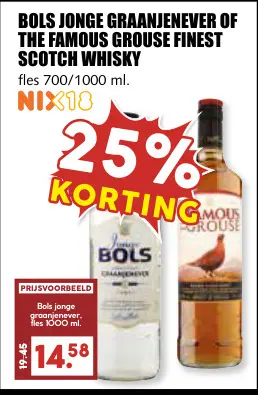 Aanbieding: Bols jonge graanjenever of The Famous Grouse finest scotch whisky 