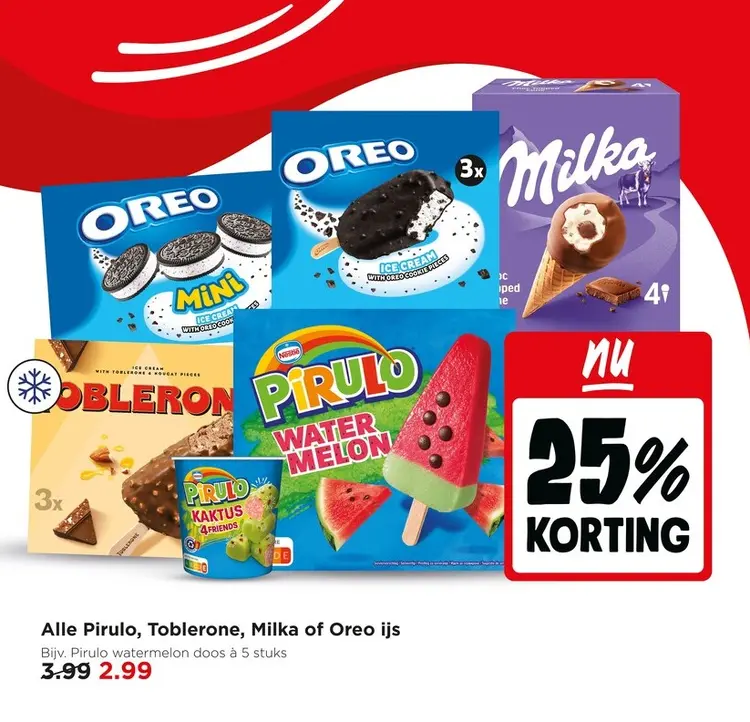 Aanbieding: Pirulo, Toblerone, Milka of Oreo ijs