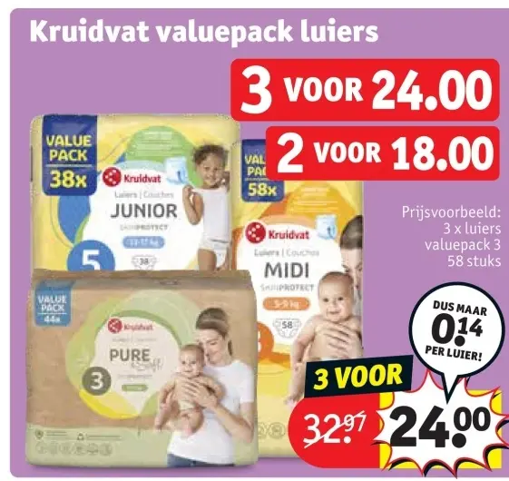 Promotie: Kruidvat valuepack luiers