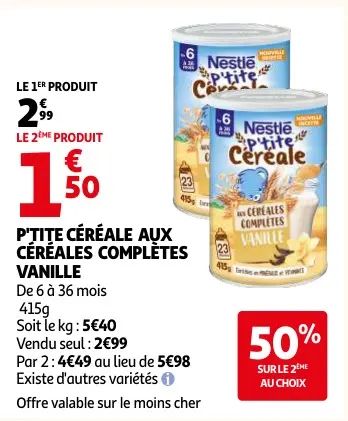 Offre: P'tite céréale aux céréales complètes vanille