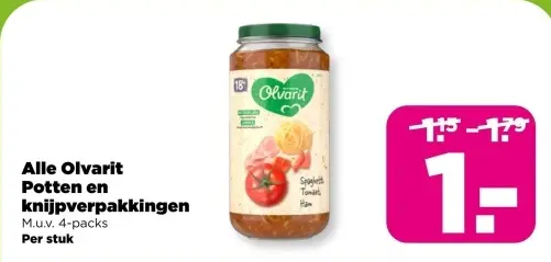 Aanbieding: Olvarit Potten en knijpverpakkingen