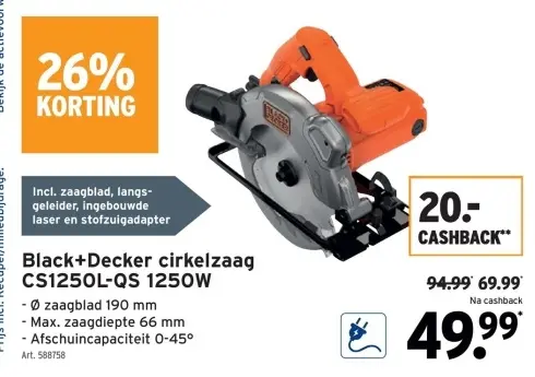 Promotie: Black+Decker cirkelzaag CS1250L-QS 1250W