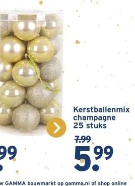 Aanbieding: Kerstballenmix champagne