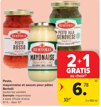 Offre: Pesto, mayonnaise et sauces pour pâtes