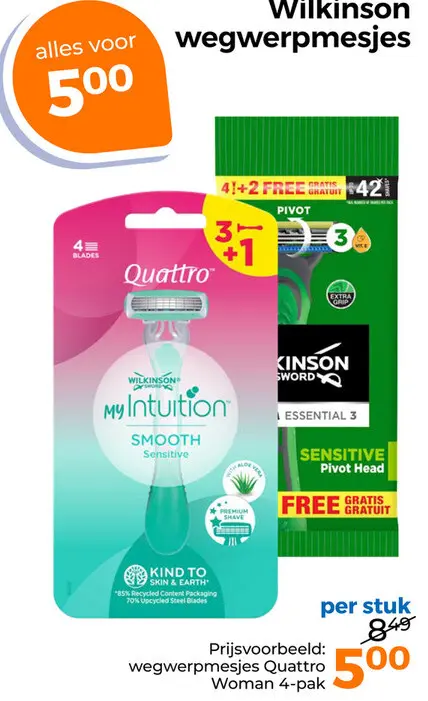 Aanbieding: wegwerpmesjes Quattro Woman