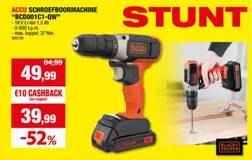 Aanbieding: Black+Decker BCD001C1-QW accu schroefboormachine 18V Li-Ion + lader