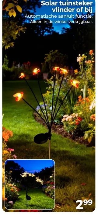 Aanbieding: Solar tuinsteker vlinder of bij
