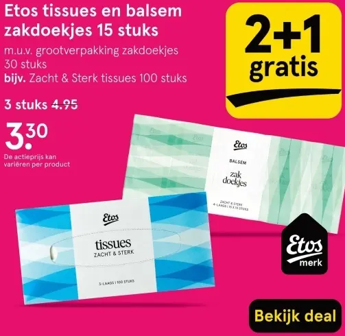 Aanbieding: Tissues en balsem zakdoekjes 15 stuks