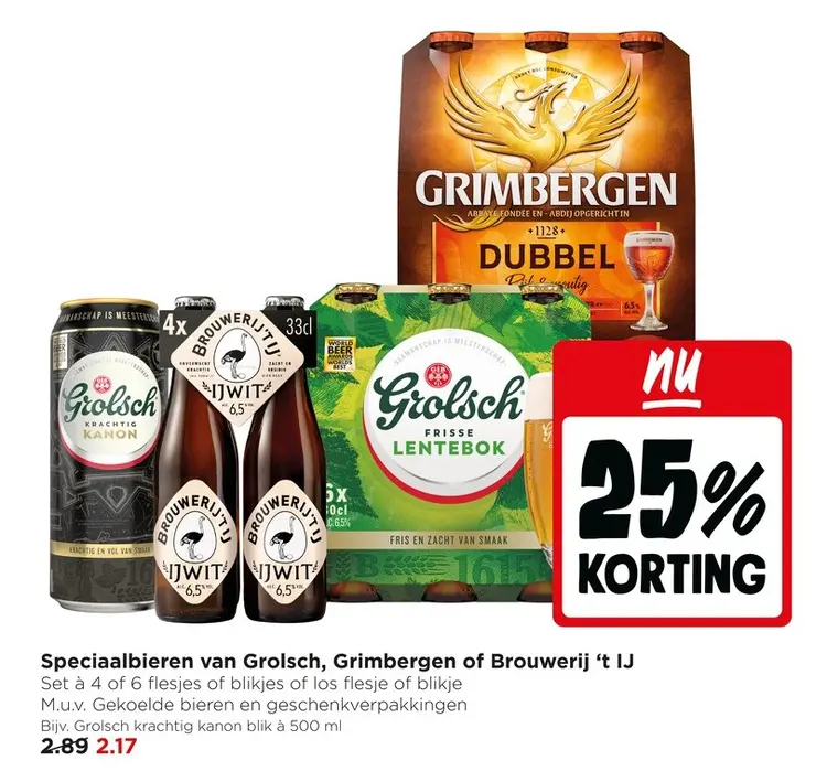 Aanbieding: Speciaalbieren van Grolsch, Grimbergen of Brouwerij 't IJ