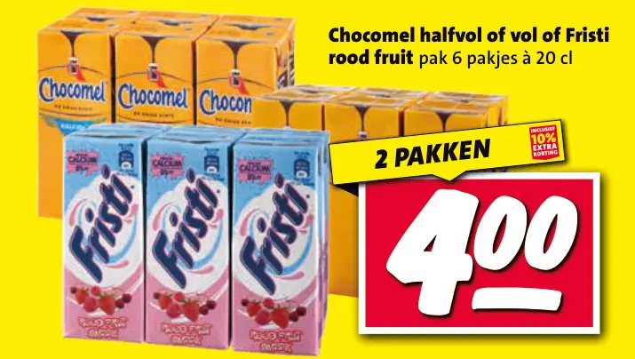 Aanbieding: Chocomel halfvol of vol of Fristi rood fruit