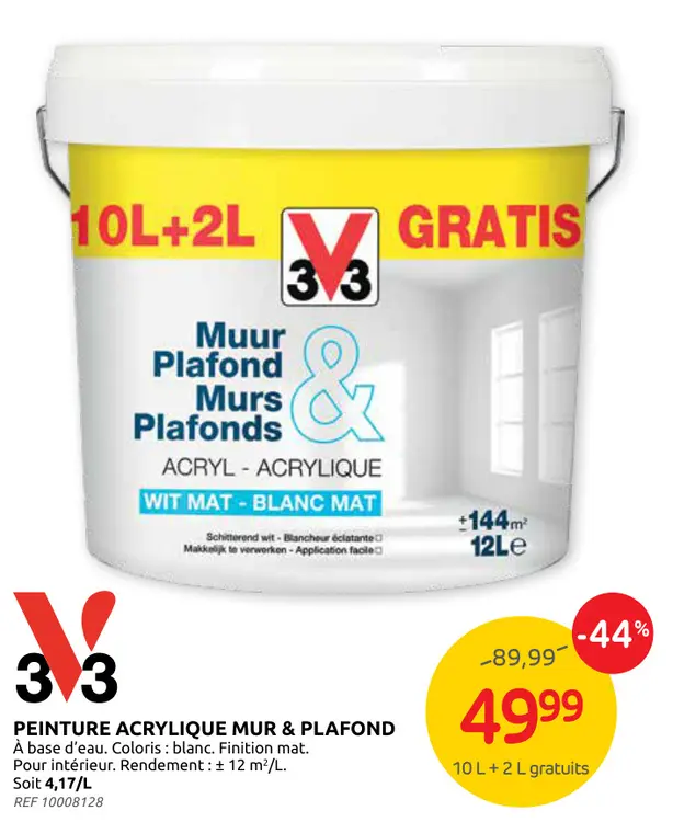Offre: Peinture acrylique mur & plafond