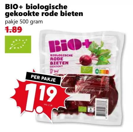 Aanbieding: Biologische gekookte rode bieten